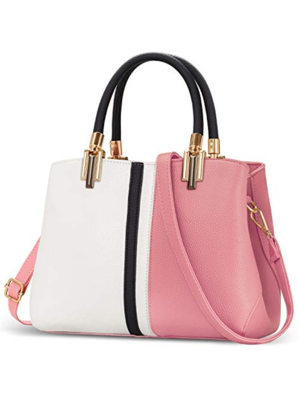 Faux Leather Top-Handle Satchel Tote Shoulder Bag for Women with Adjustable
